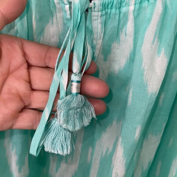 Natori Women Nightgown Size Medium Green White Pure Cotton Sleepwear Batik Print - Picture 4 of 10